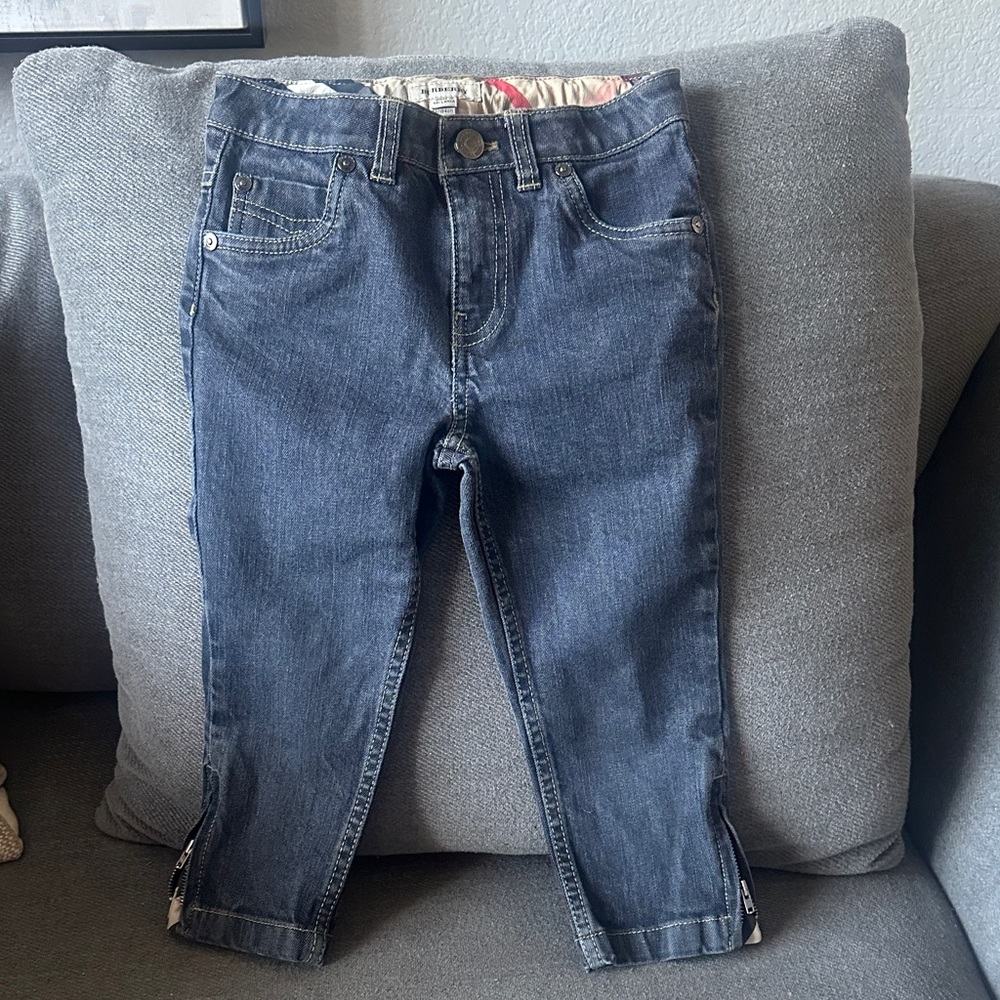 Burberry Kids Navy Denim Jeans with Ankle Zips